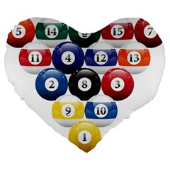 Racked Billiard Pool Balls Large 19  Premium Heart Shape Cushions by BangZart