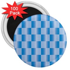 Blue Plaided Pattern 3  Magnets (100 Pack)