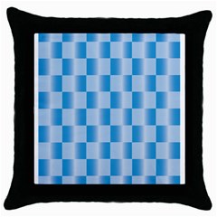 Blue Plaided Pattern Throw Pillow Case (black) by paulaoliveiradesign