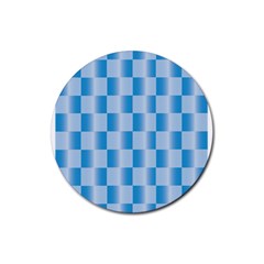 Blue Plaided Pattern Rubber Round Coaster (4 Pack)  by paulaoliveiradesign