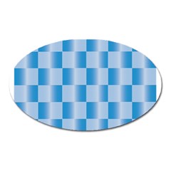 Blue Plaided Pattern Oval Magnet