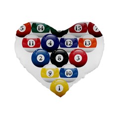 Racked Billiard Pool Balls Standard 16  Premium Flano Heart Shape Cushions by BangZart