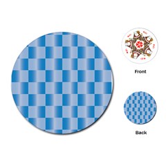 Blue Plaided Pattern Playing Cards (round) 