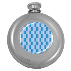 Blue Plaided Pattern Round Hip Flask (5 Oz) by paulaoliveiradesign