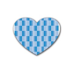 Blue Plaided Pattern Rubber Coaster (heart) 