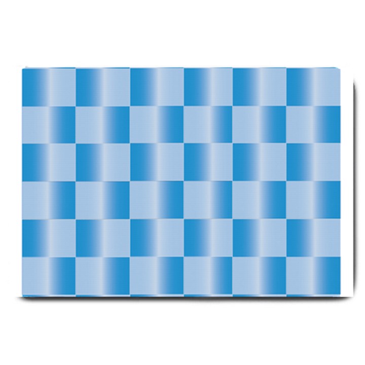 Blue Plaided Pattern Large Doormat 