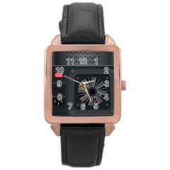 Special Black Power Supply Computer Rose Gold Leather Watch  by BangZart