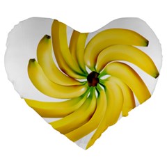 Bananas Decoration Large 19  Premium Flano Heart Shape Cushions by BangZart