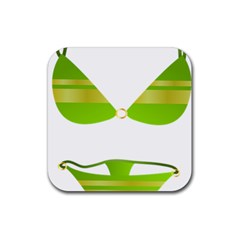 Green Swimsuit Rubber Coaster (square)  by BangZart