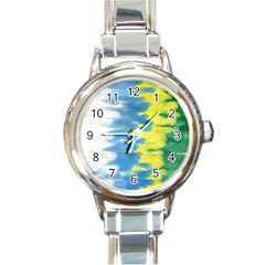 Brazil Colors Pattern Round Italian Charm Watch