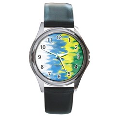 Brazil Colors Pattern Round Metal Watch