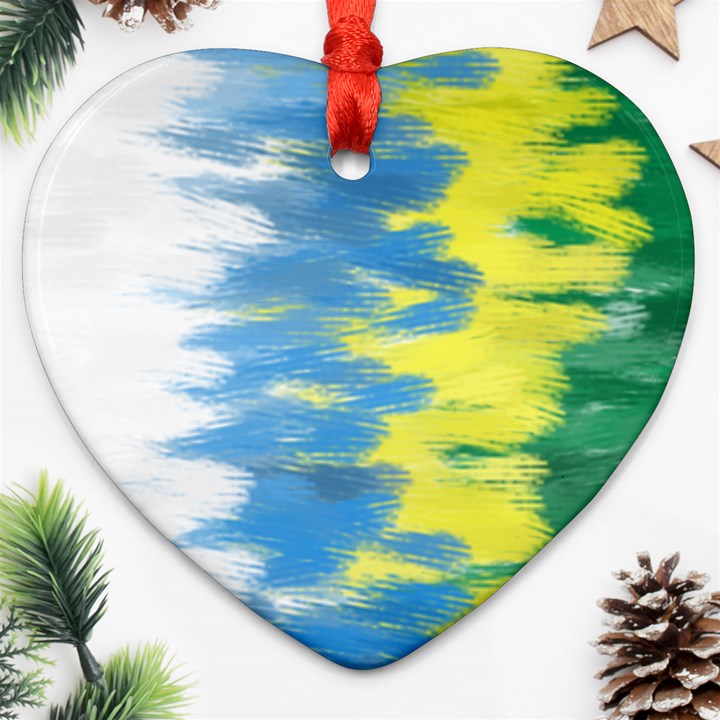 Brazil Colors Pattern Ornament (Heart)