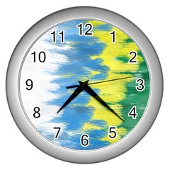 Brazil Colors Pattern Wall Clocks (Silver) 