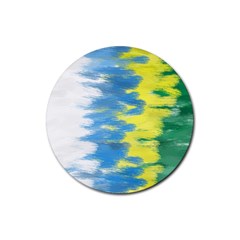 Brazil Colors Pattern Rubber Round Coaster (4 Pack)  by paulaoliveiradesign