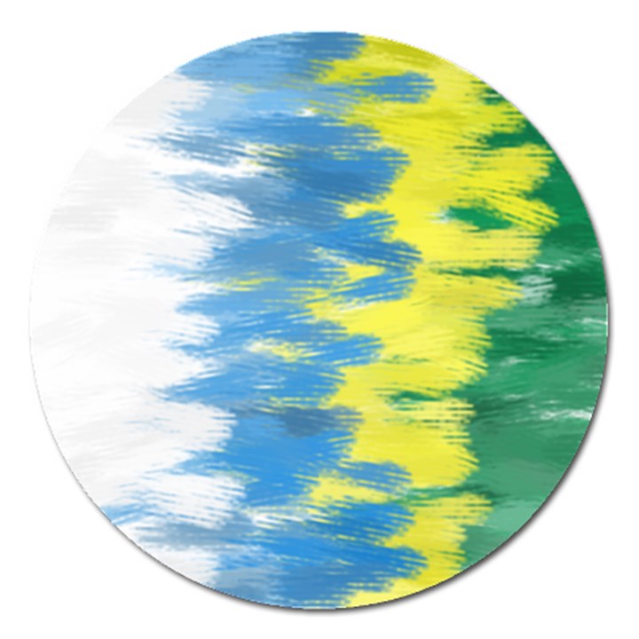 Brazil Colors Pattern Magnet 5  (Round)