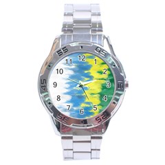 Brazil Colors Pattern Stainless Steel Analogue Watch