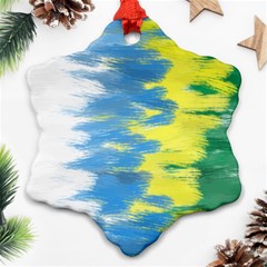 Brazil Colors Pattern Snowflake Ornament (Two Sides)