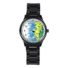 Brazil Colors Pattern Stainless Steel Round Watch