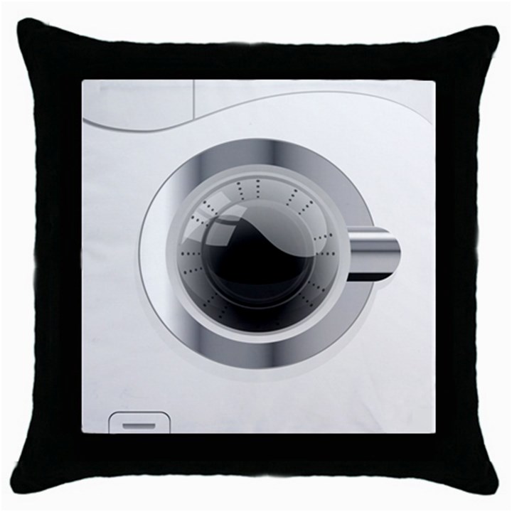 White Washing Machine Throw Pillow Case (Black)