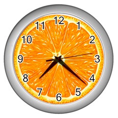 Orange Slice Wall Clocks (silver)  by BangZart