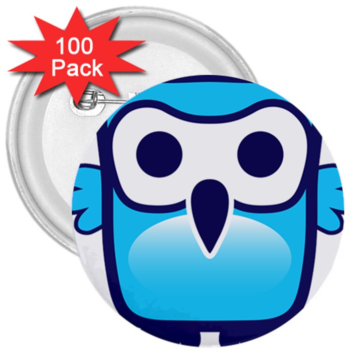 Owl Logo Clip Art 3  Buttons (100 pack) 