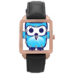 Owl Logo Clip Art Rose Gold Leather Watch  by BangZart