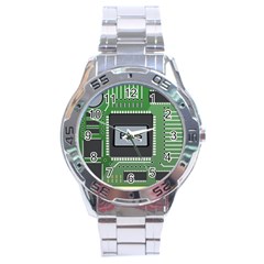 Computer Bios Board Stainless Steel Analogue Watch by BangZart