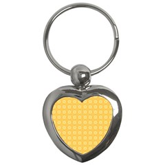 Yellow Pattern Background Texture Key Chains (heart)  by BangZart