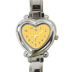 Yellow Pattern Background Texture Heart Italian Charm Watch by BangZart