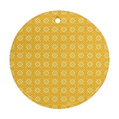 Yellow Pattern Background Texture Round Ornament (two Sides) by BangZart