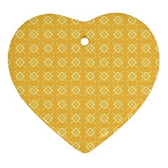 Yellow Pattern Background Texture Heart Ornament (two Sides) by BangZart