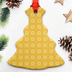 Yellow Pattern Background Texture Ornament (christmas Tree)  by BangZart