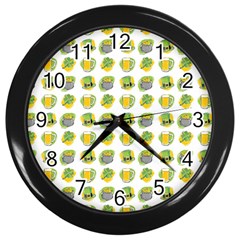 St Patrick S Day Background Symbols Wall Clocks (black) by BangZart