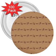 Brown Pattern Background Texture 3  Buttons (100 Pack)  by BangZart