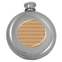 Brown Pattern Background Texture Round Hip Flask (5 Oz) by BangZart