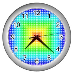 Square Rainbow Pattern Box Wall Clocks (silver)  by BangZart