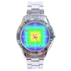 Square Rainbow Pattern Box Stainless Steel Analogue Watch by BangZart