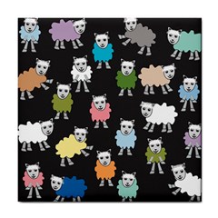 Sheep Cartoon Colorful Black Pink Tile Coasters by BangZart