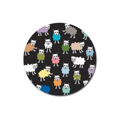 Sheep Cartoon Colorful Black Pink Magnet 3  (round) by BangZart