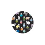 Sheep Cartoon Colorful Black Pink Golf Ball Marker Front