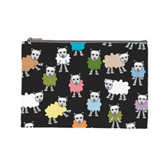 Sheep Cartoon Colorful Black Pink Cosmetic Bag (large)  by BangZart