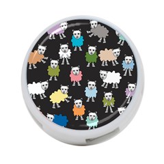 Sheep Cartoon Colorful Black Pink 4-port Usb Hub (one Side) by BangZart