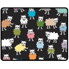 Sheep Cartoon Colorful Black Pink Fleece Blanket (medium)  by BangZart