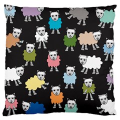 Sheep Cartoon Colorful Black Pink Large Cushion Case (two Sides) by BangZart