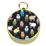 Sheep Cartoon Colorful Black Pink Gold Compasses Front