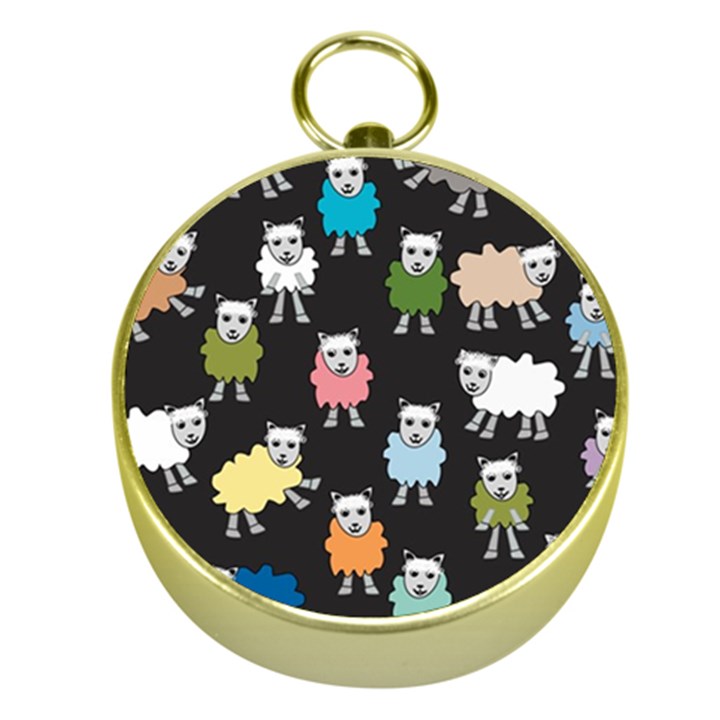 Sheep Cartoon Colorful Black Pink Gold Compasses