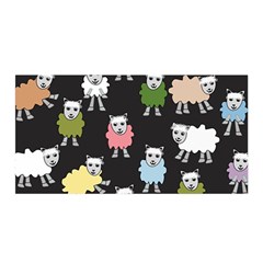 Sheep Cartoon Colorful Black Pink Satin Wrap by BangZart