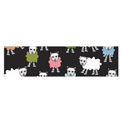 Sheep Cartoon Colorful Black Pink Satin Scarf (oblong)