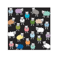 Sheep Cartoon Colorful Black Pink Small Satin Scarf (square) by BangZart