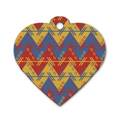 Aztec South American Pattern Zig Dog Tag Heart (one Side) by BangZart